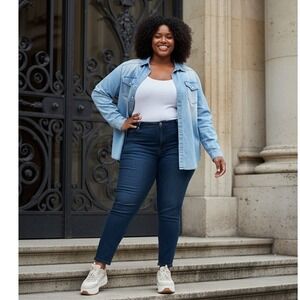 Maurices Plus Size 2X Denim Shacket Shirt Jacket Coastal Cowgirl Western Boho